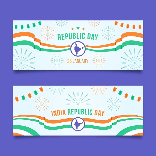 Banners horizontais do dia da república em design plano