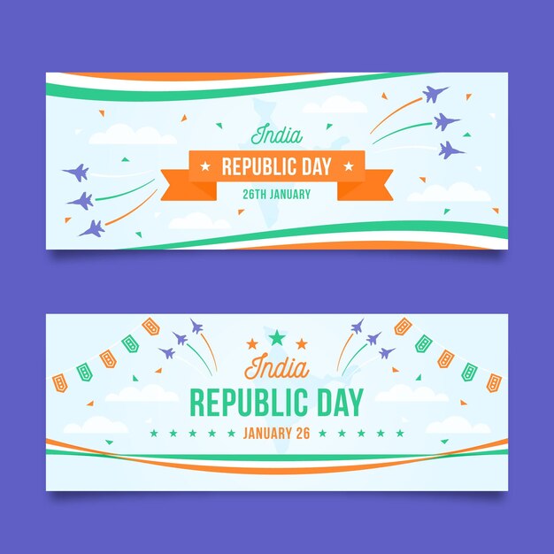 Banners horizontais do dia da república plana