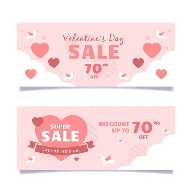 Banners ilustrados de vendas do dia dos namorados