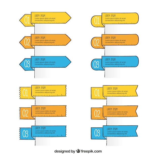 Banners infográfico desenhados à mão em estilo geométrico