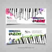 Vetor grátis banners jazz aquarela