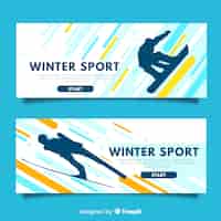 Vetor grátis banners modernos de esportes de inverno