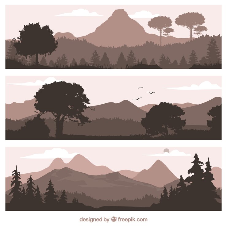 Vetor grátis banners paisagens naturais