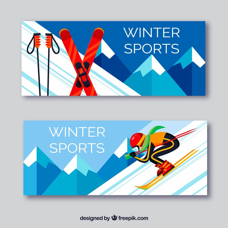 Vetor grátis banners planos de inverno