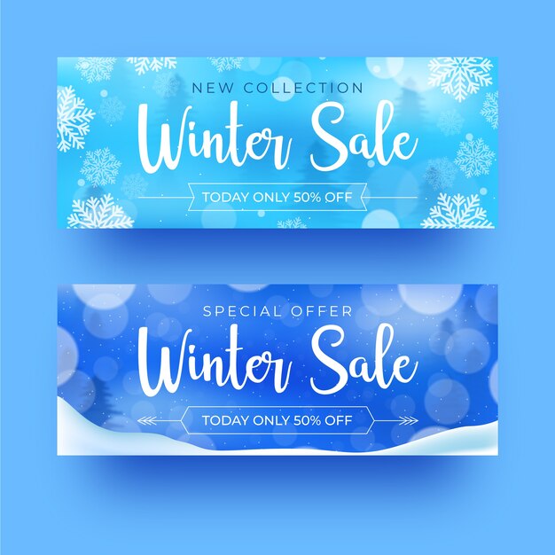 Banners realistas de venda de inverno
