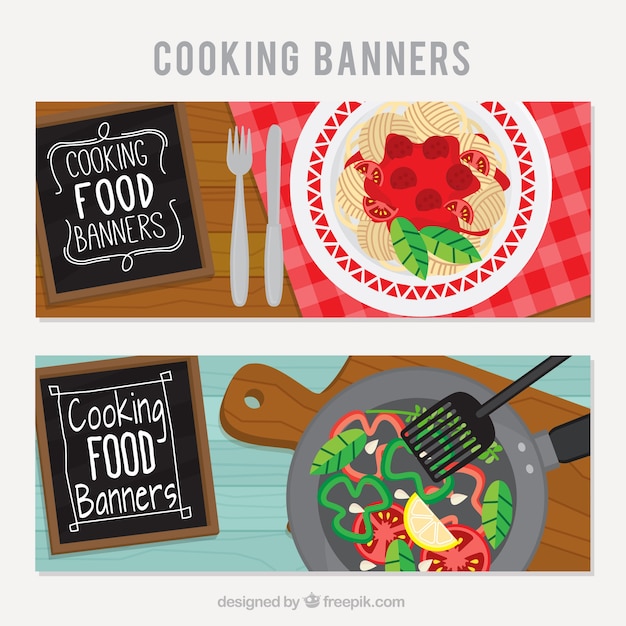 Banners restaurante com pratos deliciosos