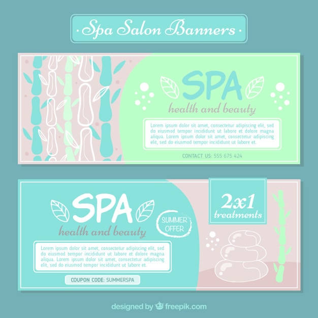 Banners spa com desenhos em tons pastel