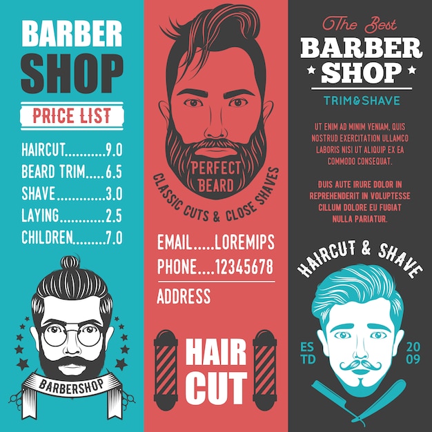 Banners verticais de barbearia