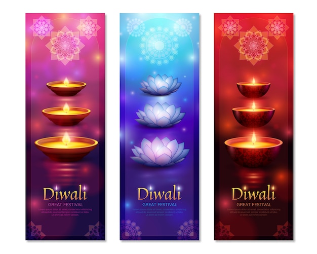 Banners verticais de diwali