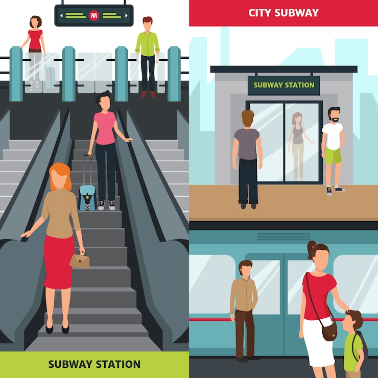Vetor grátis banners verticais de pessoas do metrô