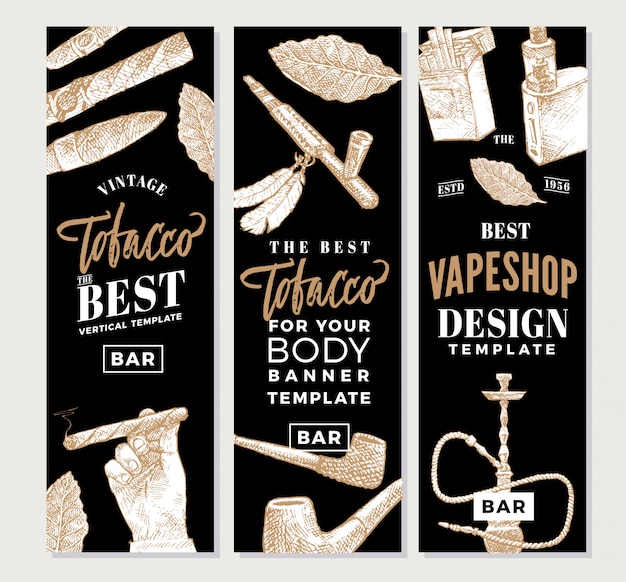 Banners verticais de tabaco vintage