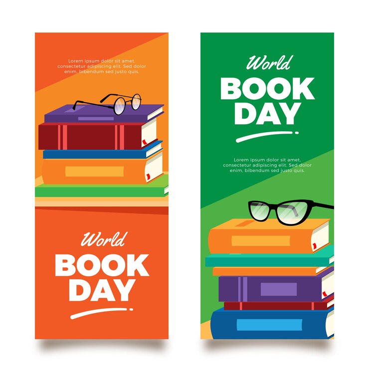 Vetor grátis banners verticais do dia mundial do livro