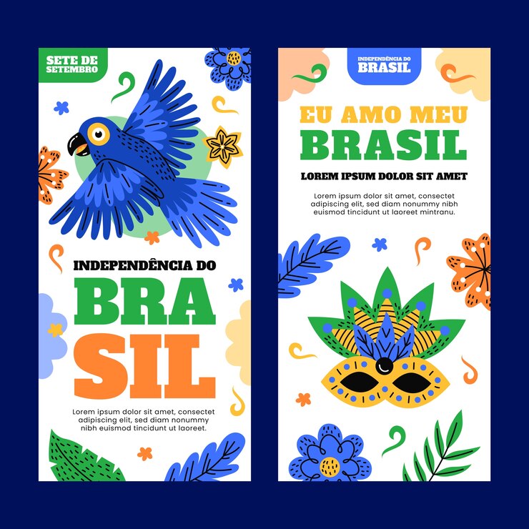 Vetor grátis banners verticais planos definidos para a celebração de sete de setembro