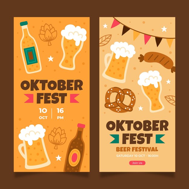 Banners verticais planos definidos para o festival oktoberfest