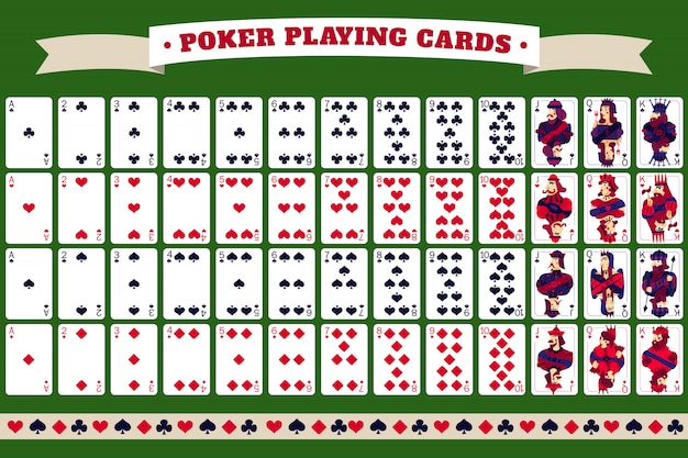 Vetor grátis baralho completo de cartas de jogar pôquer