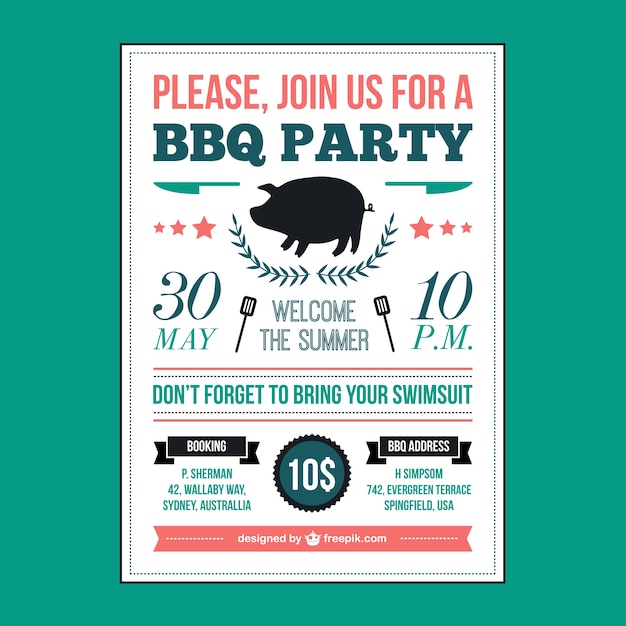 Vetor grátis barbecue cartaz piquenique