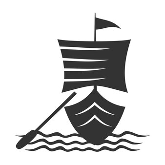 Barco navio iate logotipo ícone ilustração identidade da marca
