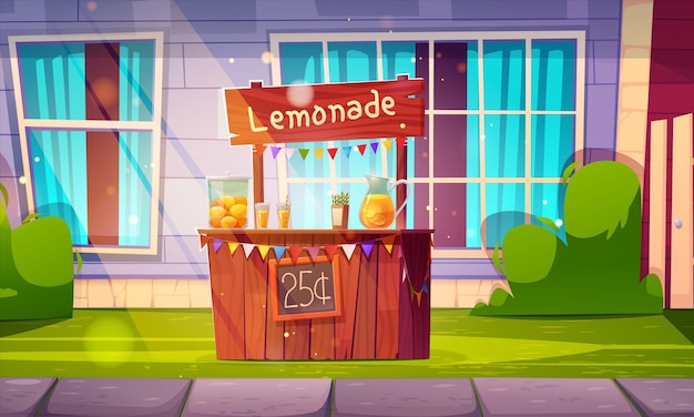 Vetor grátis barraca de limonada para venda suco de limão
