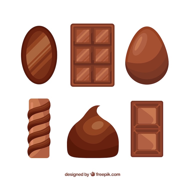 Vetor grátis barras de chocolate e bombons saborosos