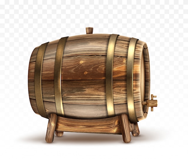 Vetor grátis barril de madeira para vinho ou cerveja ou uísque clipart
