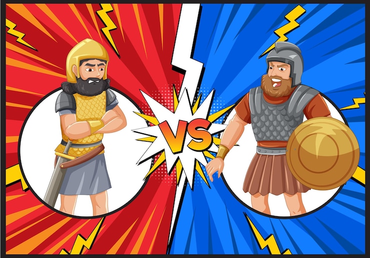 Vetor grátis batalha epic warriors clash na arena