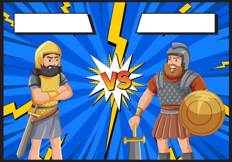 Vetor grátis batalha epic warriors face off