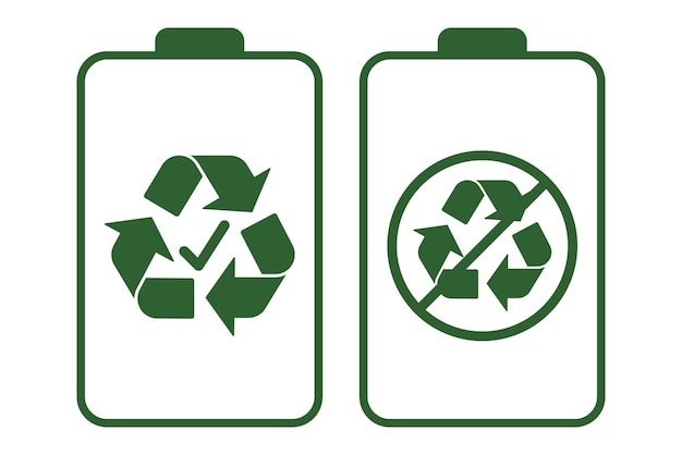 Baterias recicláveis e não recicláveis