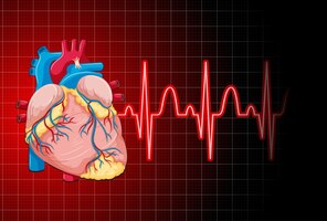 Batimentos cardíacos com gráfico de frequência cardíaca