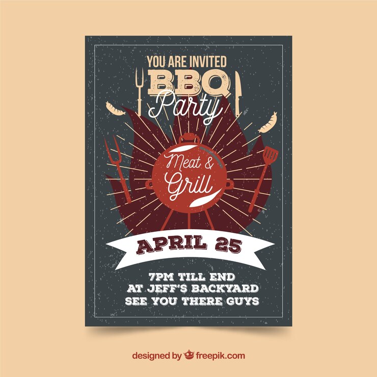 Vetor grátis bbq party poster in flat design