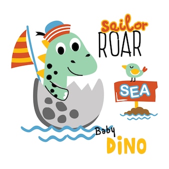 Bebê dinossauro no mar desenho animado animal