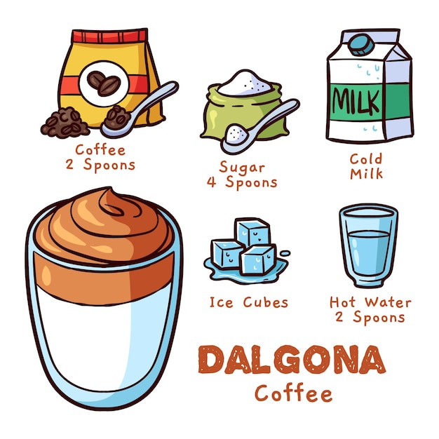 Bebida de café delicioso para a receita de dalgona de verão