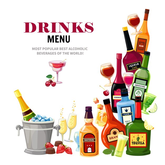 Bebidas Alcoólicas Bebidas Menu Cartaz Plano