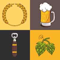 Vetor grátis bebidas de cervejas definir quatro ícones