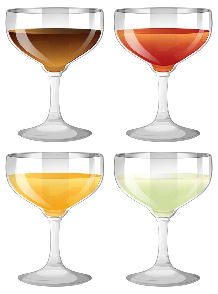 Vetor grátis bebidas variadas em elegantes utensílios