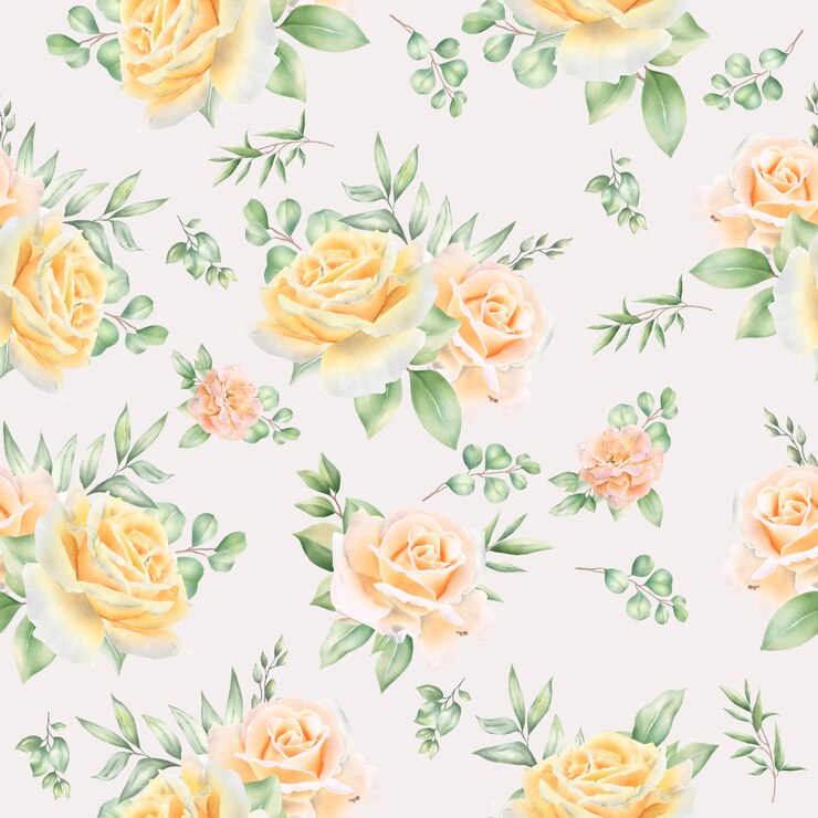 Vetor grátis bela aquarela floral padrão sem emenda