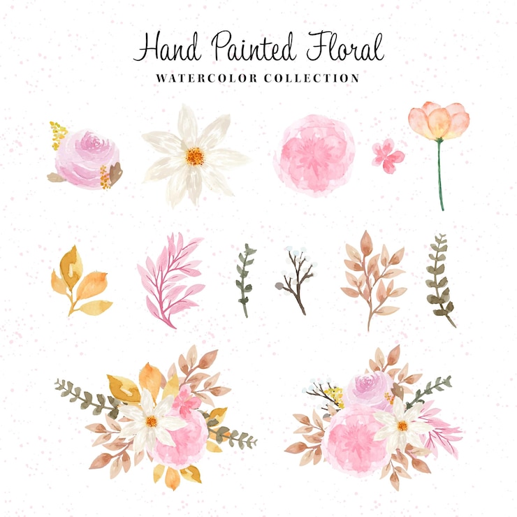 Vetor grátis bela coleção floral aquarela pintada à mão