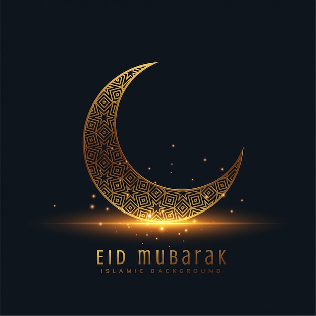 Bela eid mubarak dourado lua decorativa saudação