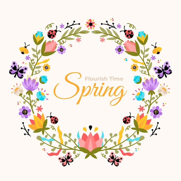 Bela moldura floral primavera plana