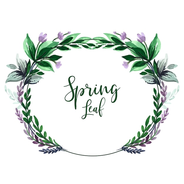 Vetor grátis belo design de cartão de moldura de folha de primavera circular