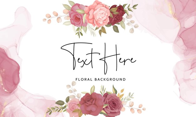 Belo fundo de moldura floral com flores e folhas desenhadas à mão