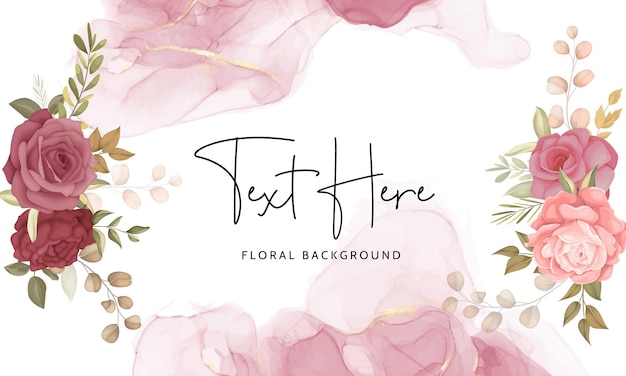 Belo fundo de moldura floral com flores e folhas desenhadas à mão