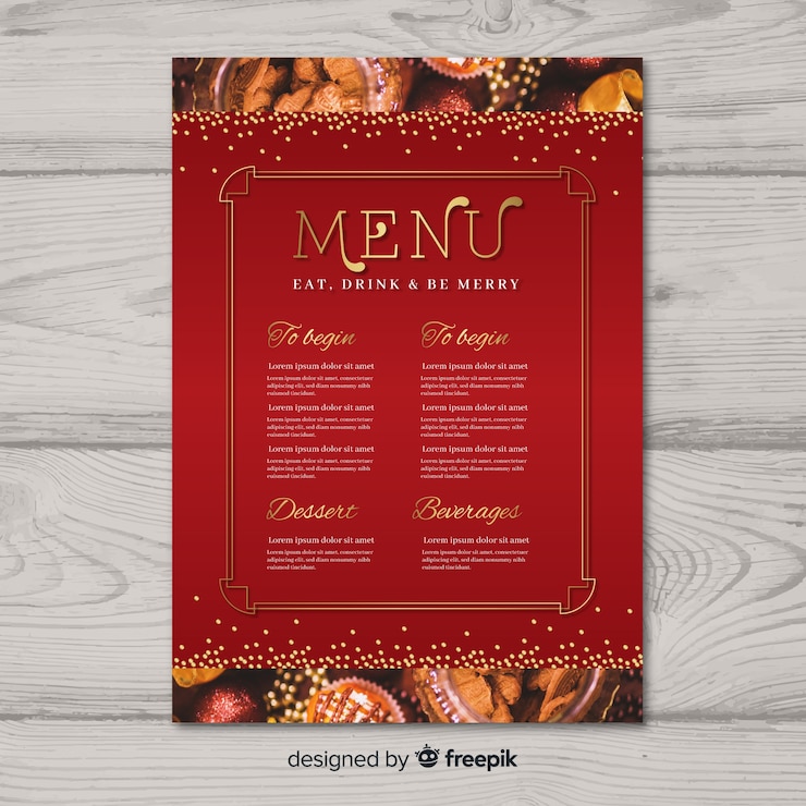 Vetor grátis belo modelo de menu de natal