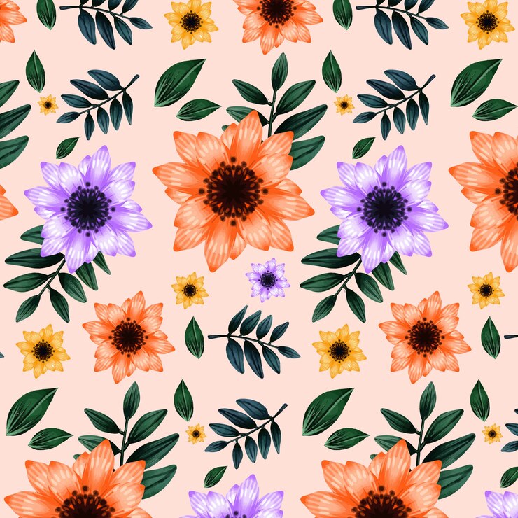 Vetor grátis belo padrão floral em aquarela