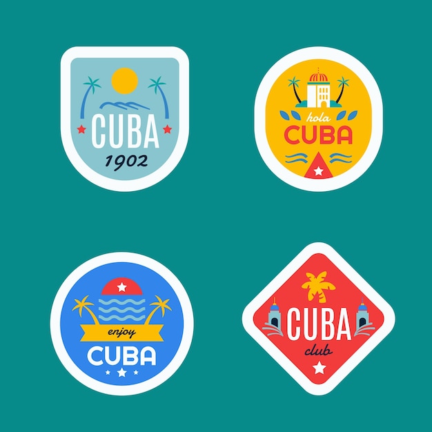 Vetor grátis belos logotipos de destino cuba