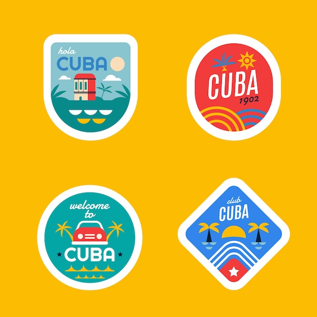 Vetor grátis belos logotipos de destino cuba