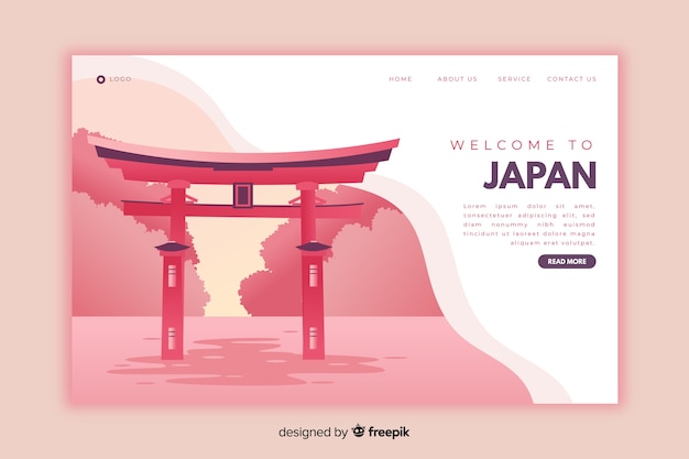 Vetor grátis bem-vindo à página de destino do japão pink