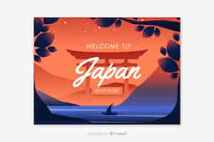 Vetor grátis bem-vindo ao modelo de página de destino do japão