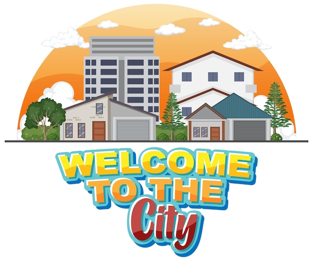 Bem-vindo ao texto da cidade para design de banner e cartaz