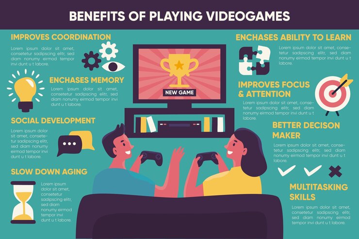 Vetor grátis benefícios de jogar videogame