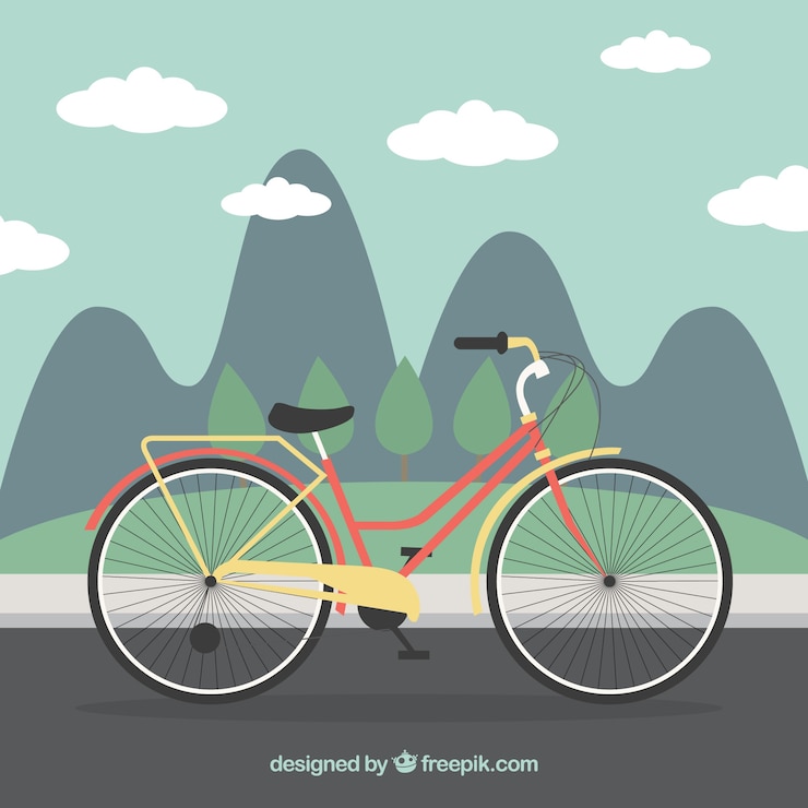 Vetor grátis bicicleta em um fundo da paisagem